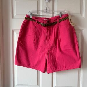 Cherokee Vintage 90s High Waisted Pleated Shorts Watermelon Pink Belted Size 16